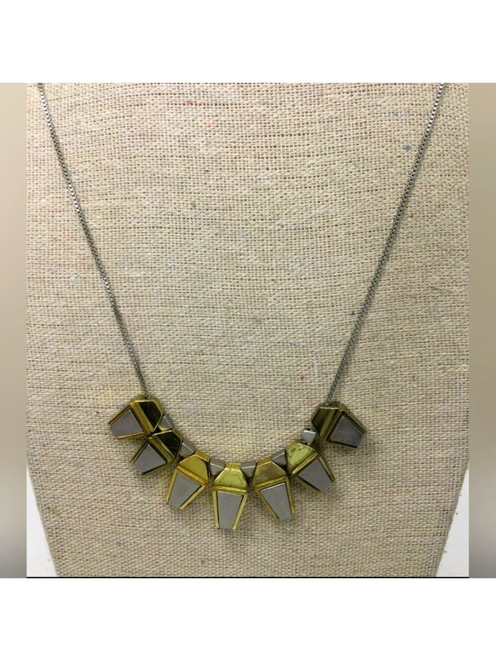 Madewell Two-Tone Geometric Charm Long Chain Necklace 32"